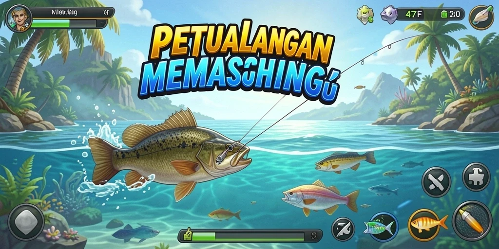 Tangkapan ikan yang besar dan grafik yang menarik saat memancing