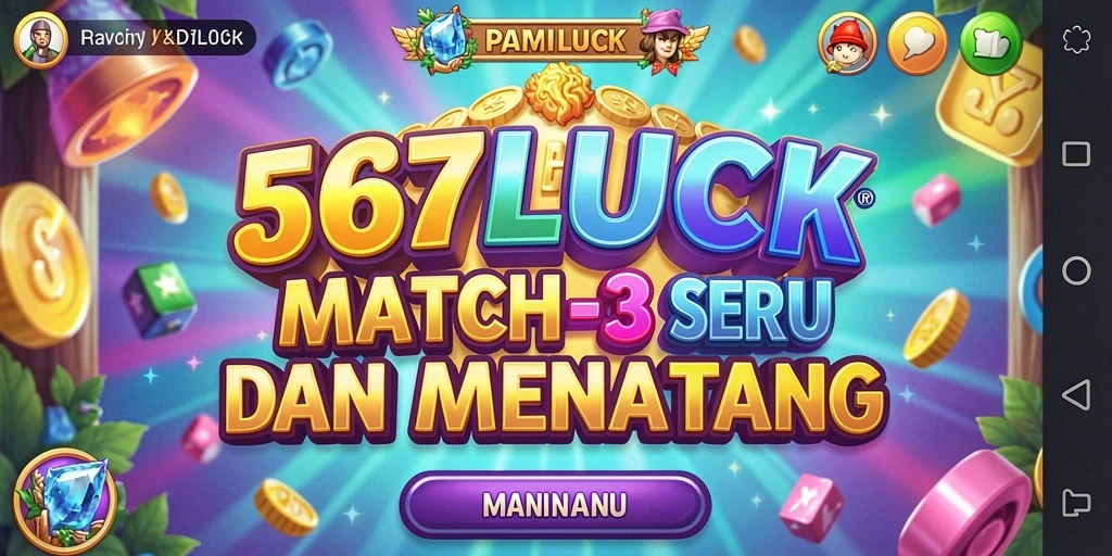 Tampilan gameplay 567LUCK dengan elemen-elemen warna-warni.