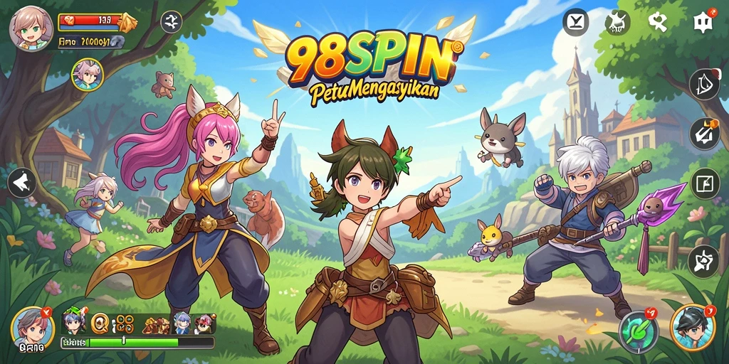 Screenshot menampilkan karakter Anime dalam aksi seru di 98SPIN.