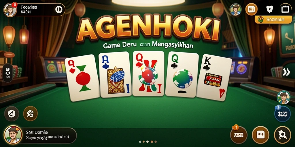 Tangkapan layar gameplay AGENHOKI dengan aksi seru di atas meja domino.
