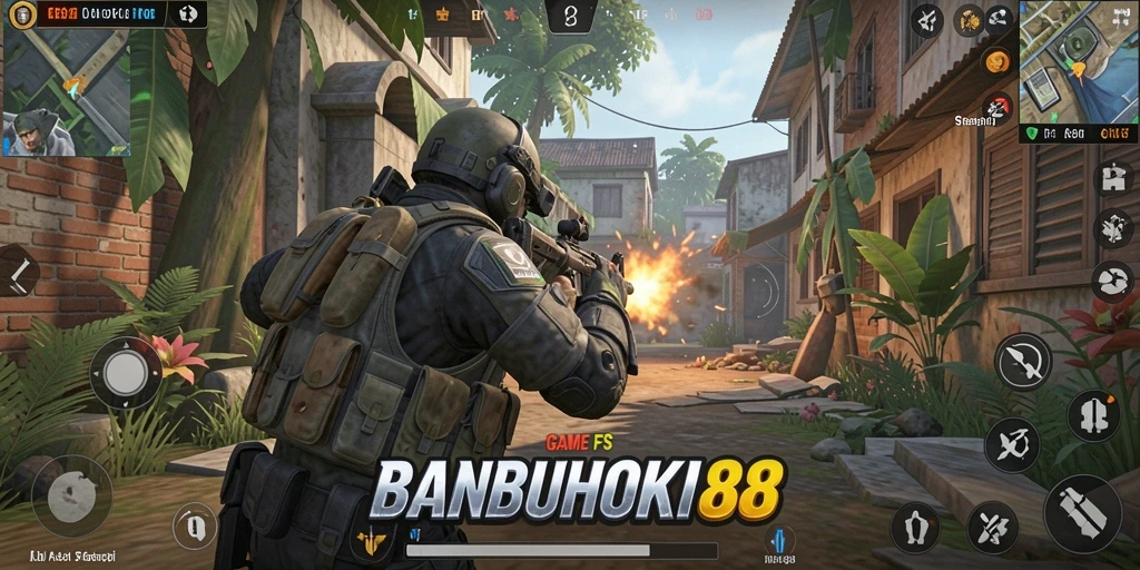 Tangkapan layar dari gameplay seru BANBUHOKI88 yang menunjukkan aksi FPS.