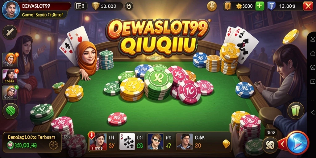 Tampilan seru gameplay QiuQiu DEWASLOT99 dengan kartu yang menarik.