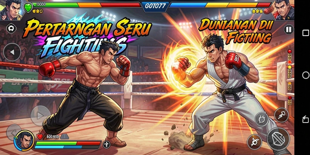 Gameplay menegangkan dalam GOTO77 dengan aksi pertarungan seru.