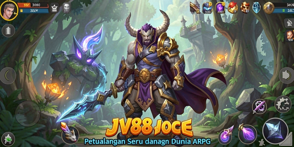 Screenshot menunjukkan pertarungan epik dalam gameplay JV88.