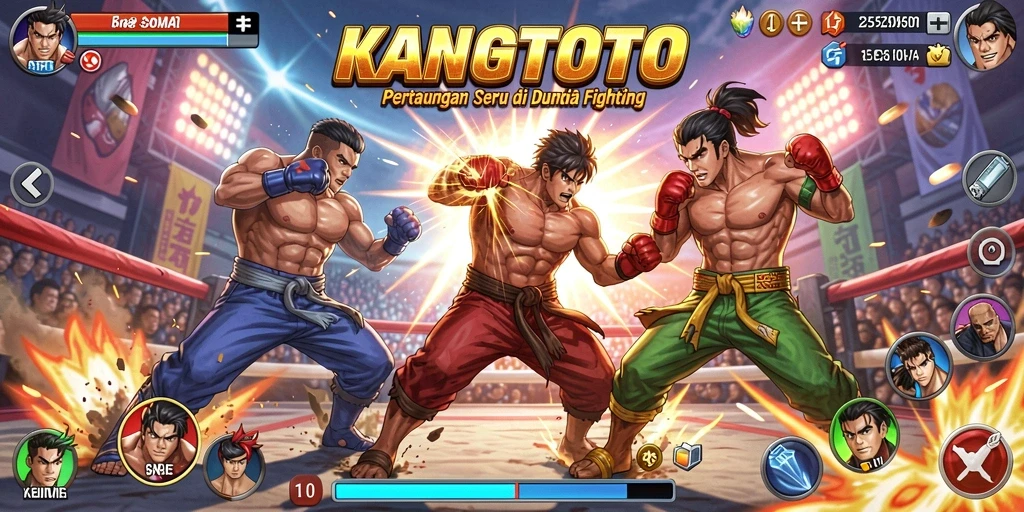 Screenshot gameplay KANGTOTO menunjukkan aksi pertarungan yang intens.