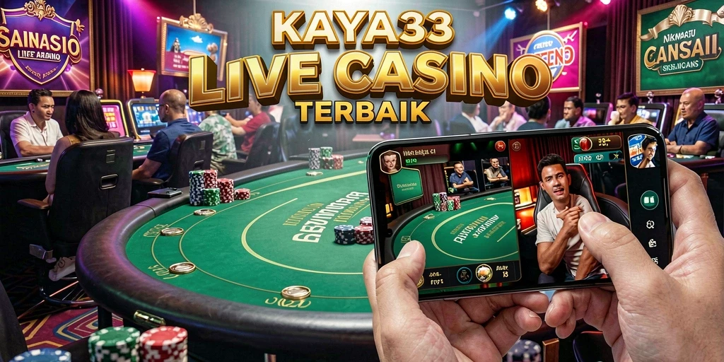 Screenshot gameplay KAYA33 menampilkan dealer langsung dalam aksi.