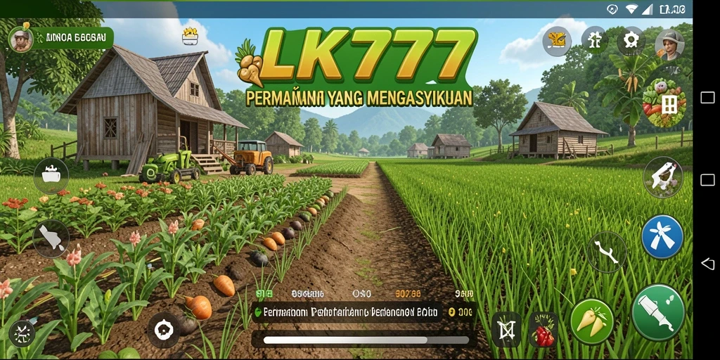 Tampilan gameplay LK777 yang menggambarkan lahan pertanian yang indah.