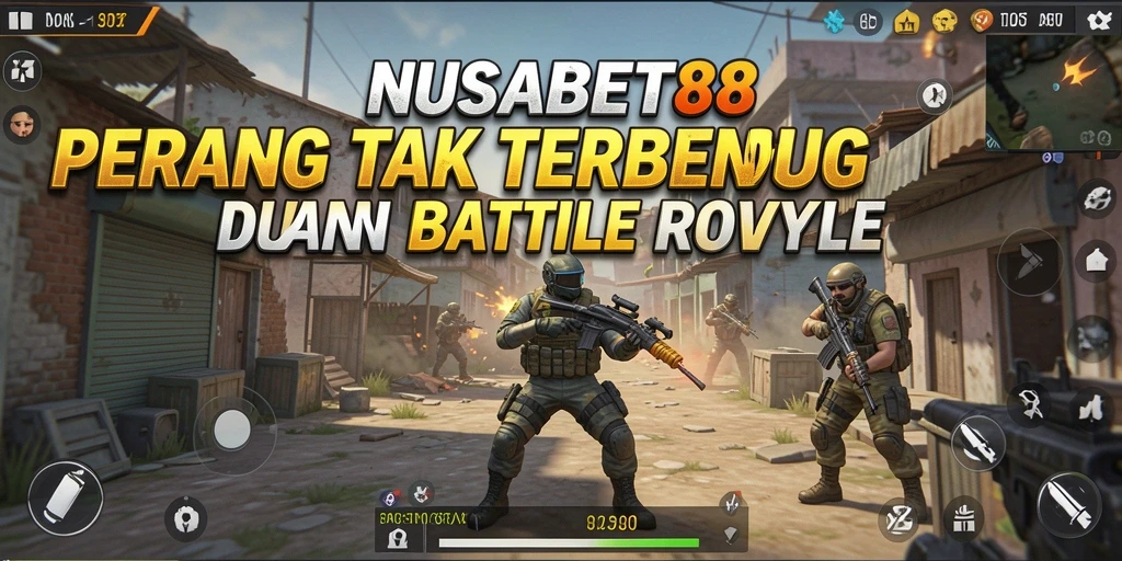 Tangkapan layar NUSABET88 menunjukkan aksi pertempuran seru dalam arena Battle Royale.