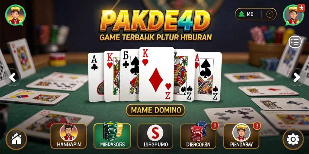 Tampilan screenshot utama PAKDE4D dengan gameplay Domino yang menawan.