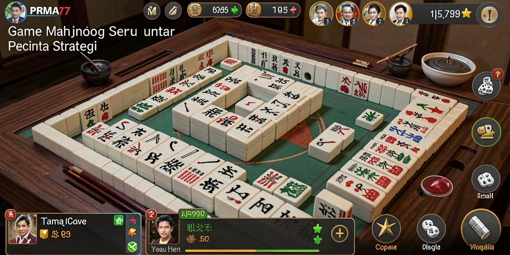 Tampilan permainan Mahjong yang menarik dan penuh warna.