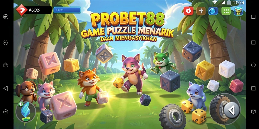 Tampilan gameplay seru di aplikasi PROBET88 dengan teka-teki menarik.
