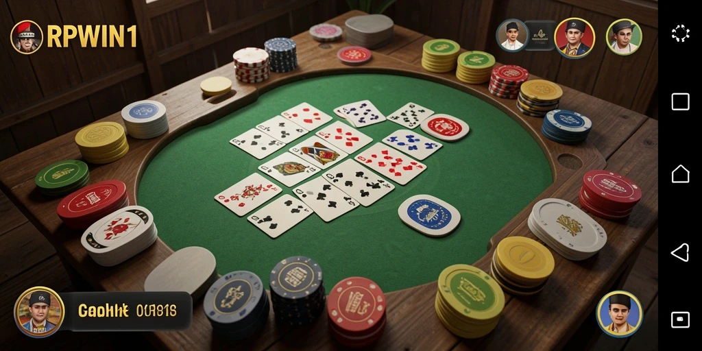 Screenshot utama RPWIN1 dengan gameplay Gaple yang menarik.