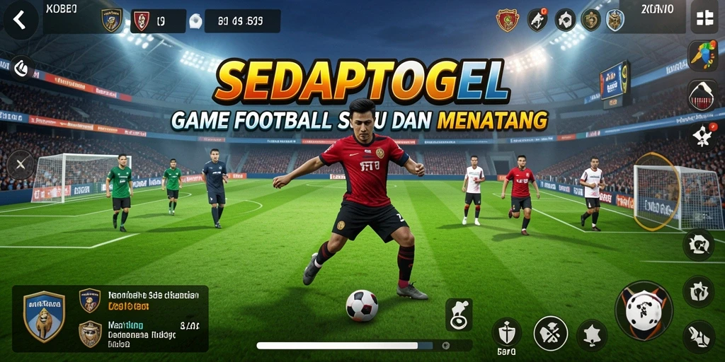 Tampilan screenshot utama SEDAPTOGEL menampilkan momen seru di lapangan sepak bola.